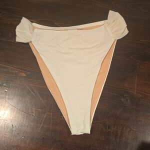 Joyfolie Cream Ruffle High Cut Bikini Bottom - Size XS